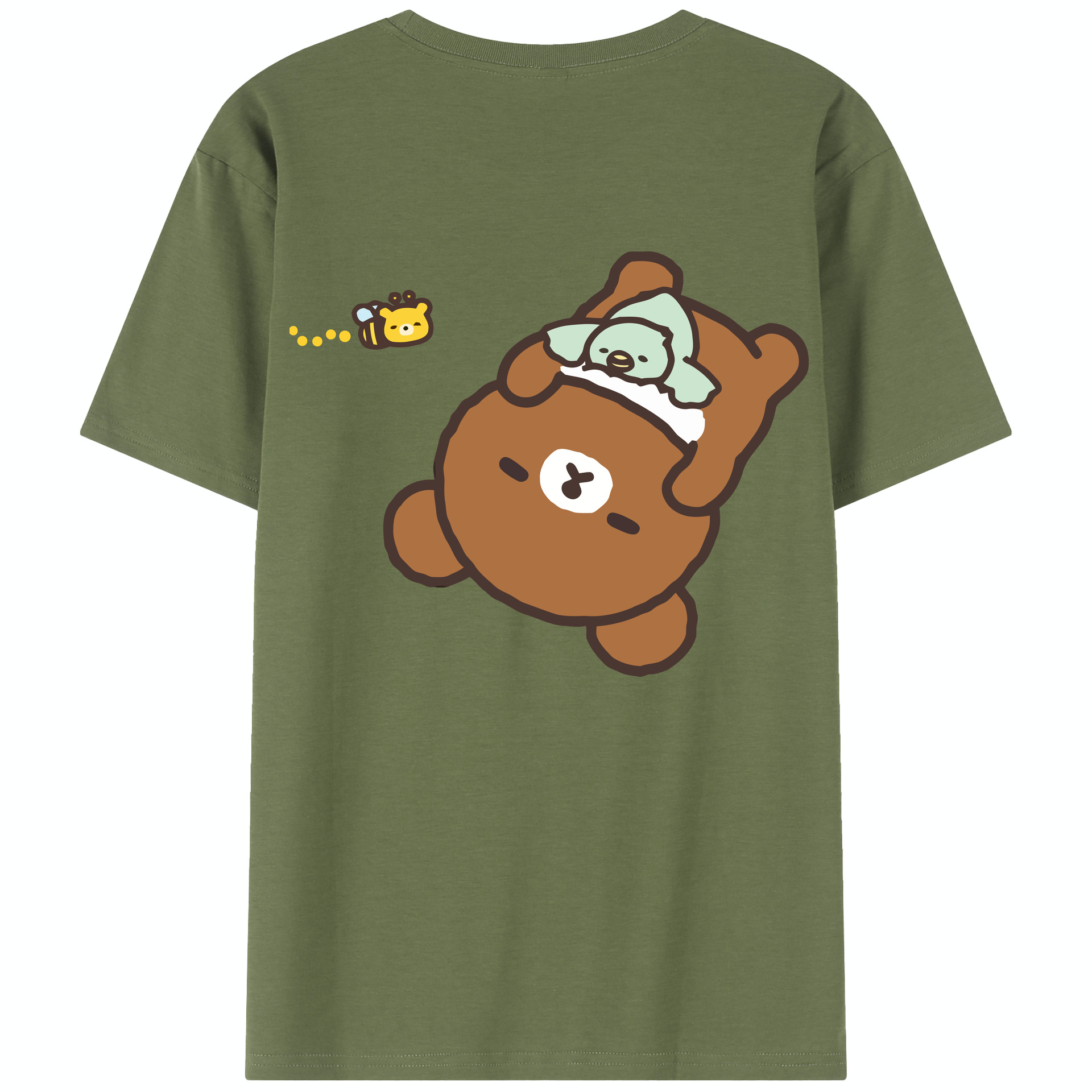 （画像用） リラックマ リラックマ キイロイトリ Rilakkuma Korilakkuma Kiiroitori 綿100％半袖Tシャツ（背面プリント）